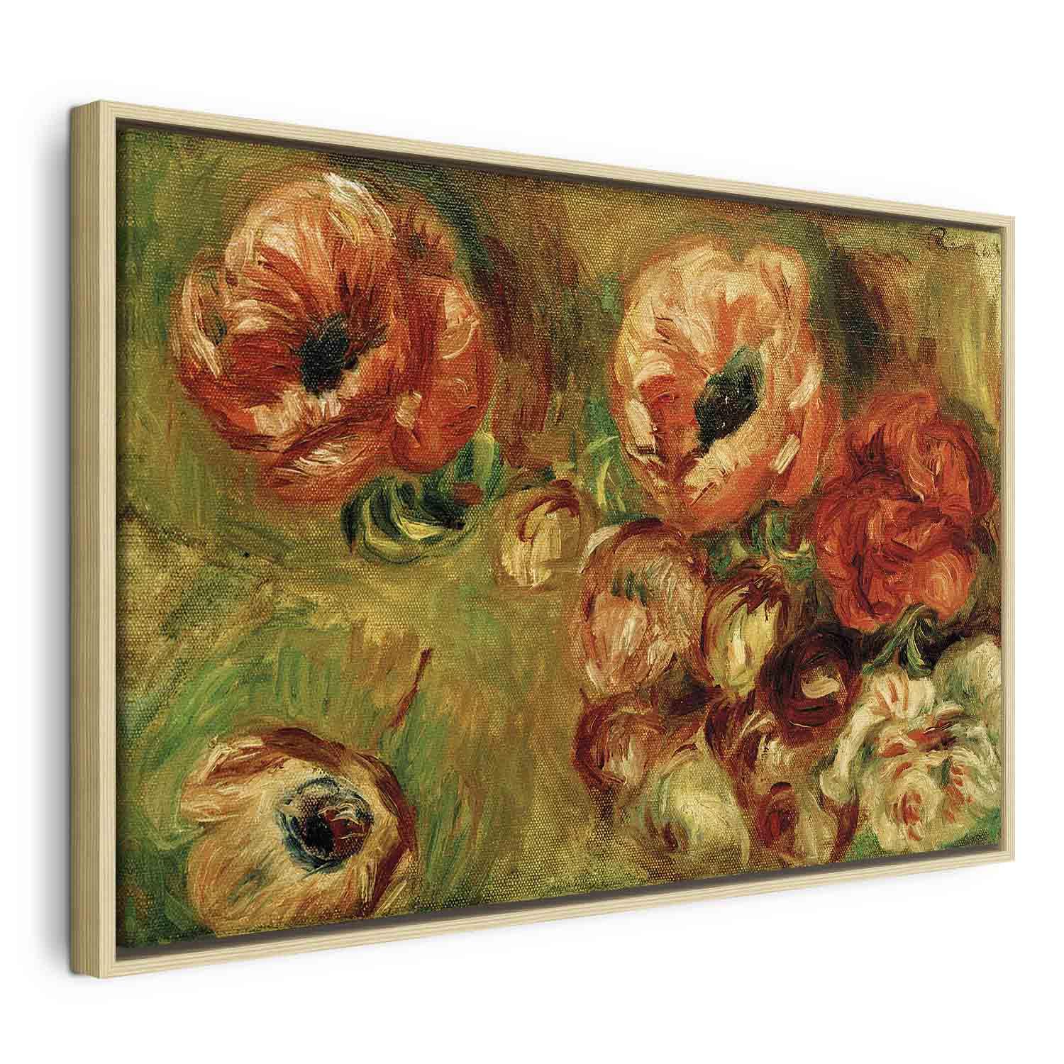 Billede på lærred - Pierre-Auguste Renoir - Les Anémones - 120 x 80 cm - I en naturlig træramme