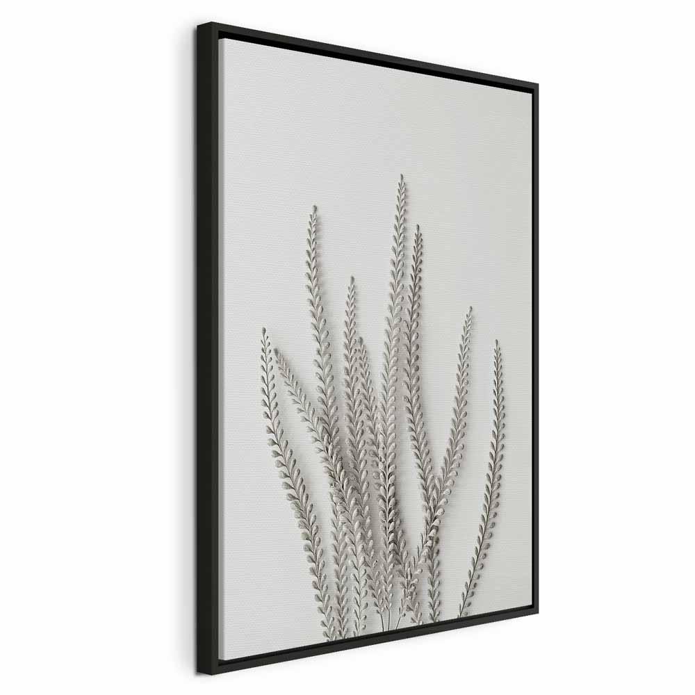 Lærredsbillede Plantemylder lodret med bladmotiv - 40 x 60 cm - I en sort træramme billede