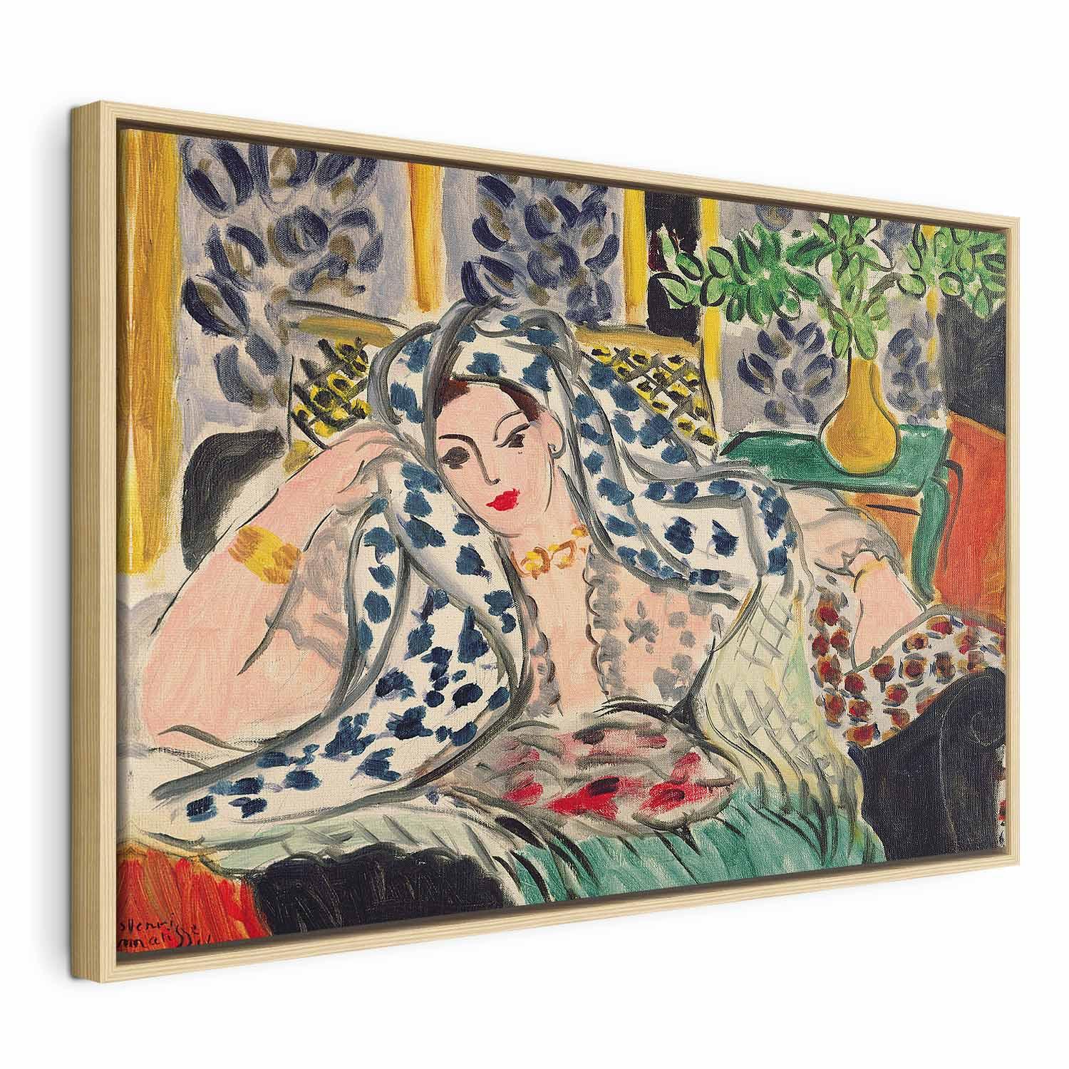 Henri Matisse reproduktion på lærred - Odalisque at Fautenuil vægbillede - 60 x 40 cm - I en naturlig træramme