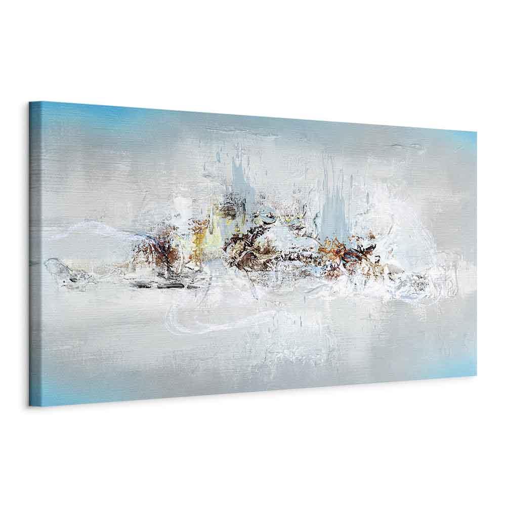 Lærredsbillede - Vinter uden for vinduet 1 del smal, abstrakt vægdekoration - 135 x 45 cm - Standard
