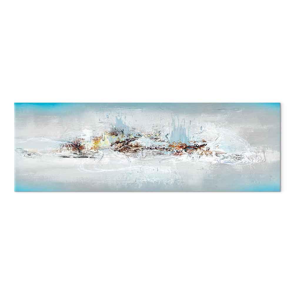 Lærredsbillede - Vinter uden for vinduet 1 del smal, abstrakt vægdekoration - 135 x 45 cm - Akustisk
