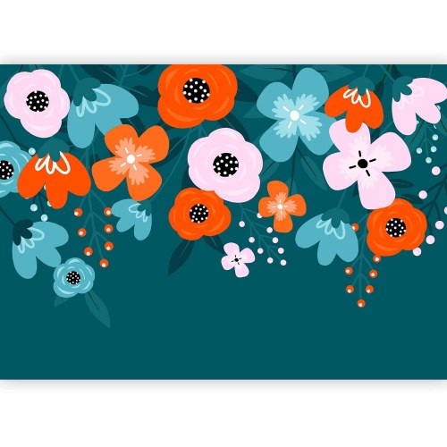 Fototapet med farverige blomster - tredje variant