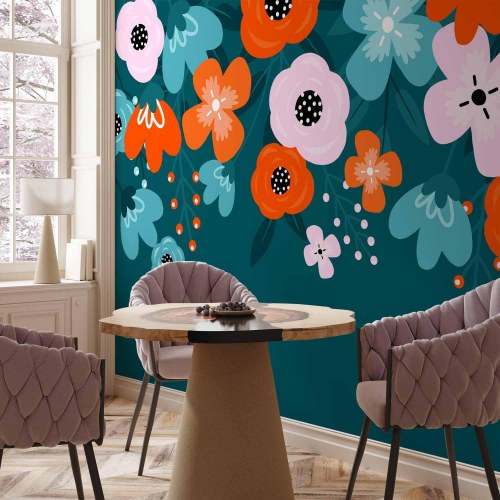 Fototapet med farverige blomster - tredje variant
