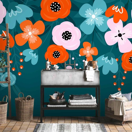 Fototapet med farverige blomster - tredje variant