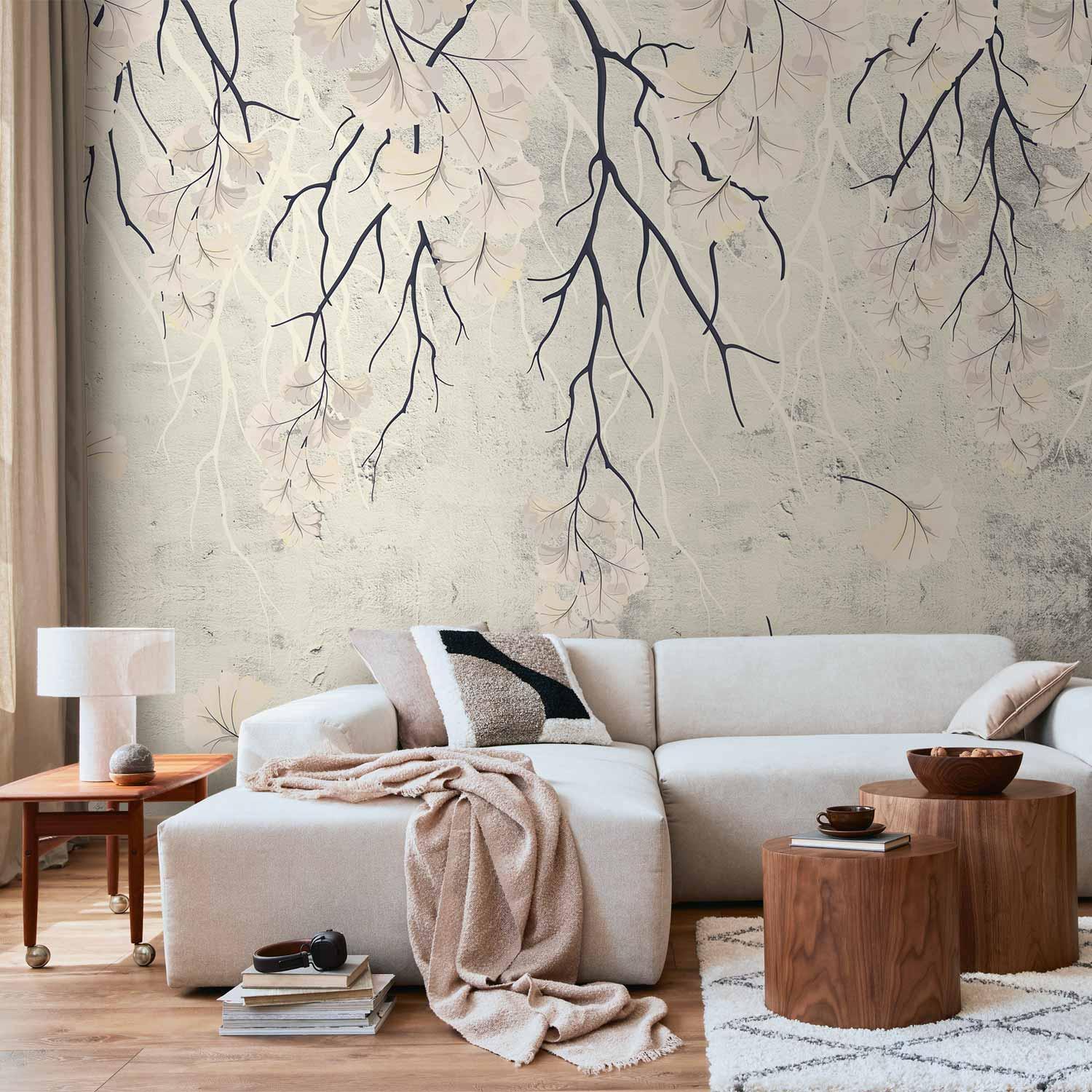 Fototapet Mystiske planter - Anden variant til væg med blomster og grene - 350 x 256 cm - Premium