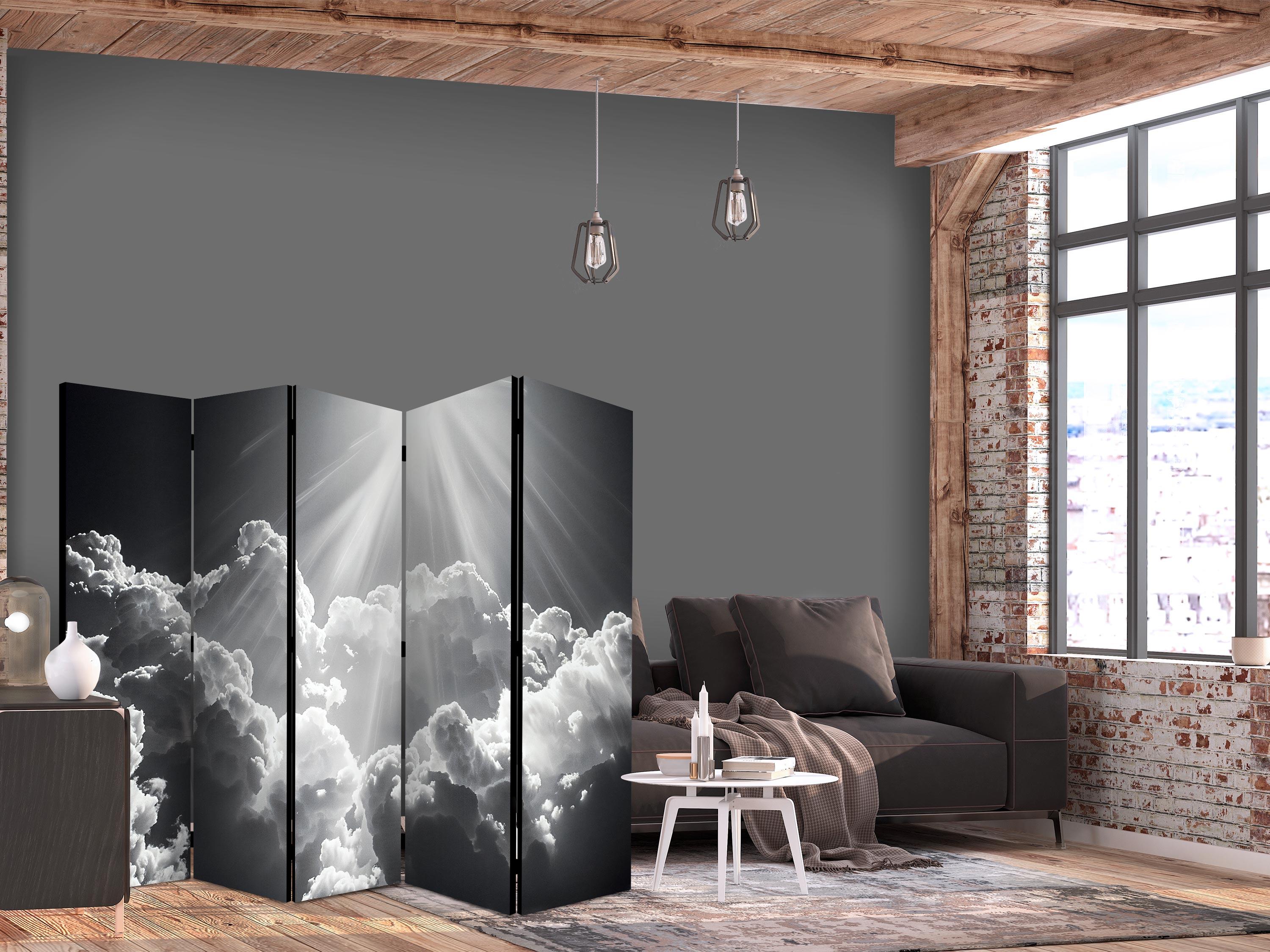 5-panels rumdeler 225 x 172 cm - Håb i skyerne med solstråler - 225 x 172 cm - Akustik