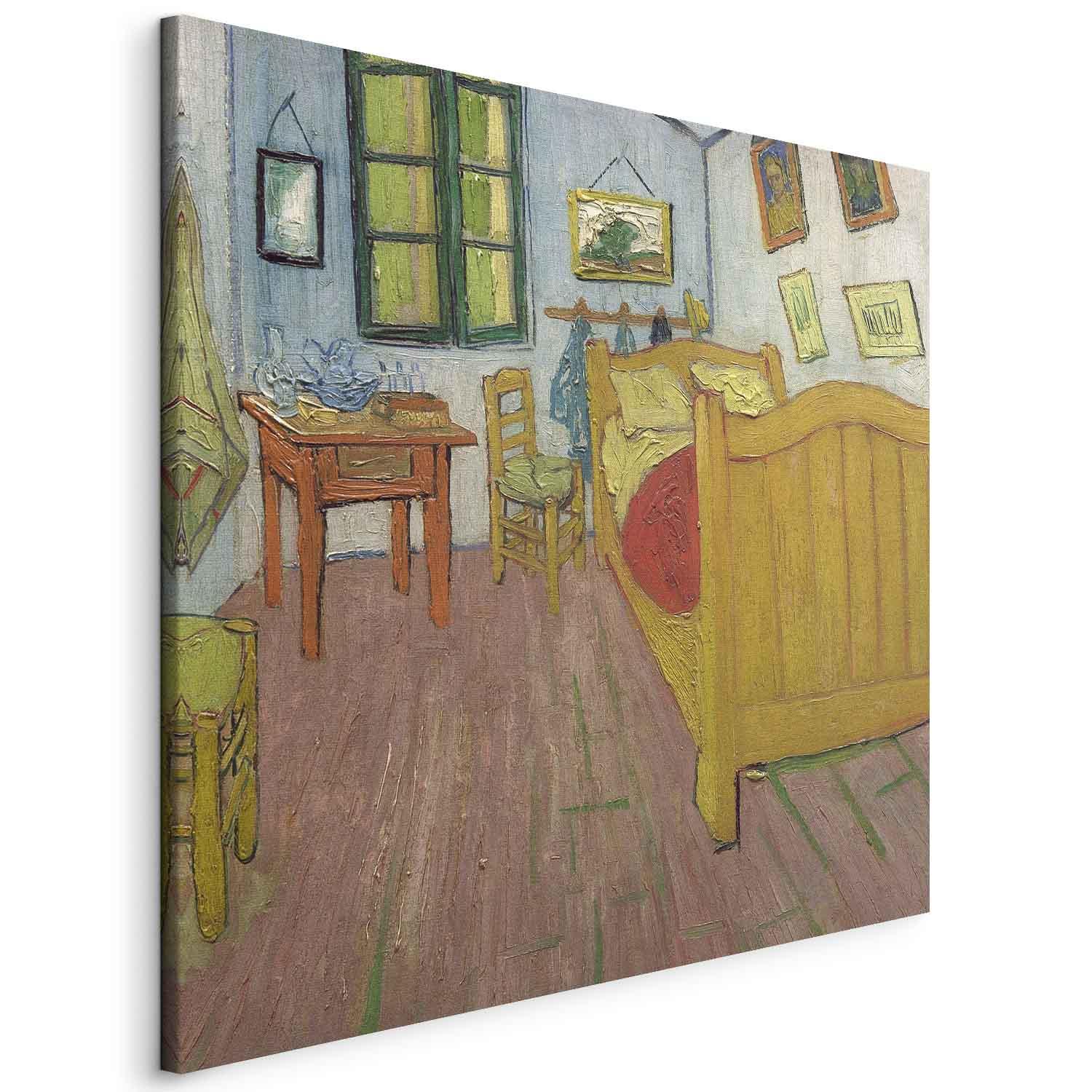 Vincent van Gogh Soveværelset lærredsbillede reproduktion - 40 x 40 cm - På italiensk lærred