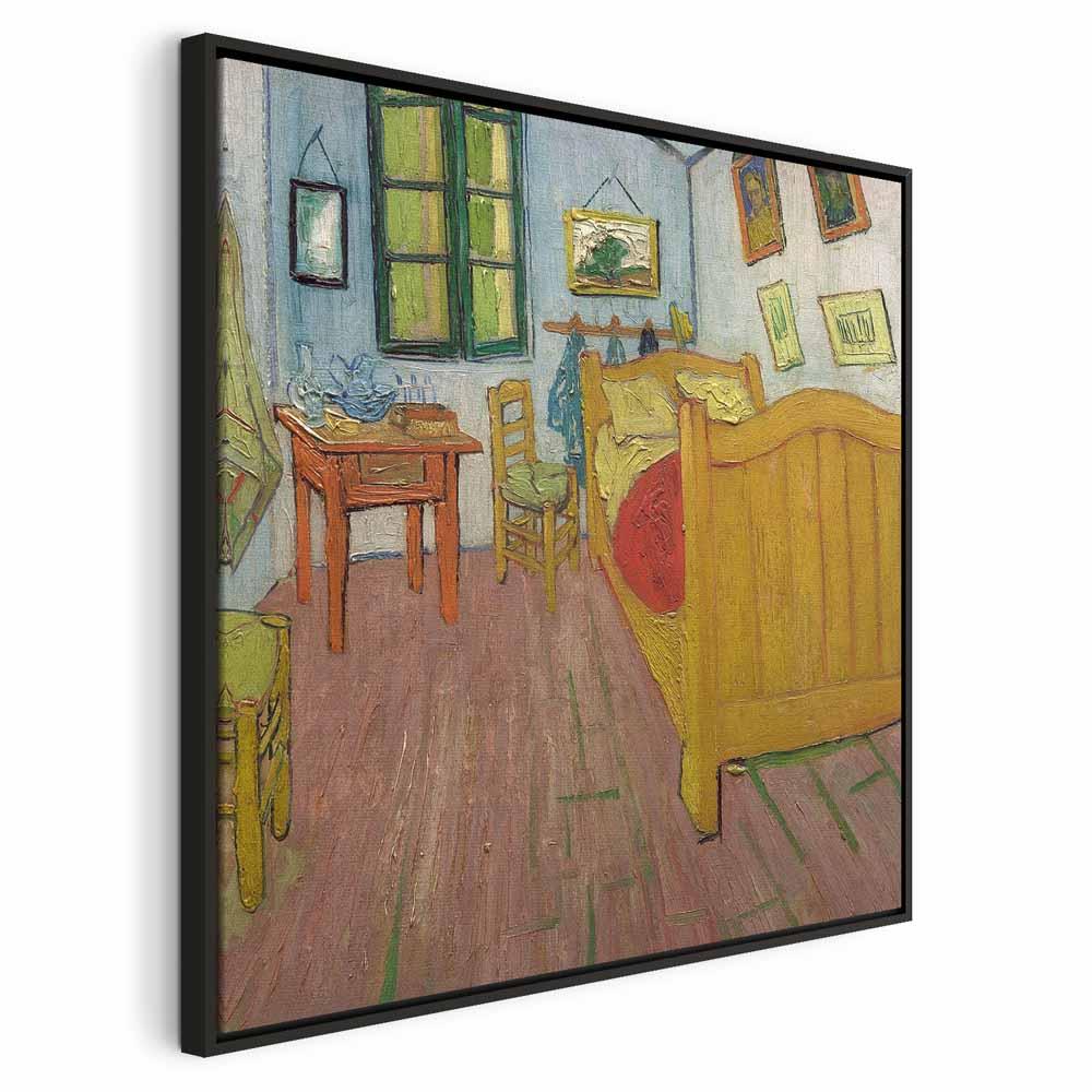 Vincent van Gogh Soveværelset lærredsbillede reproduktion - 40 x 40 cm - I en sort træramme
