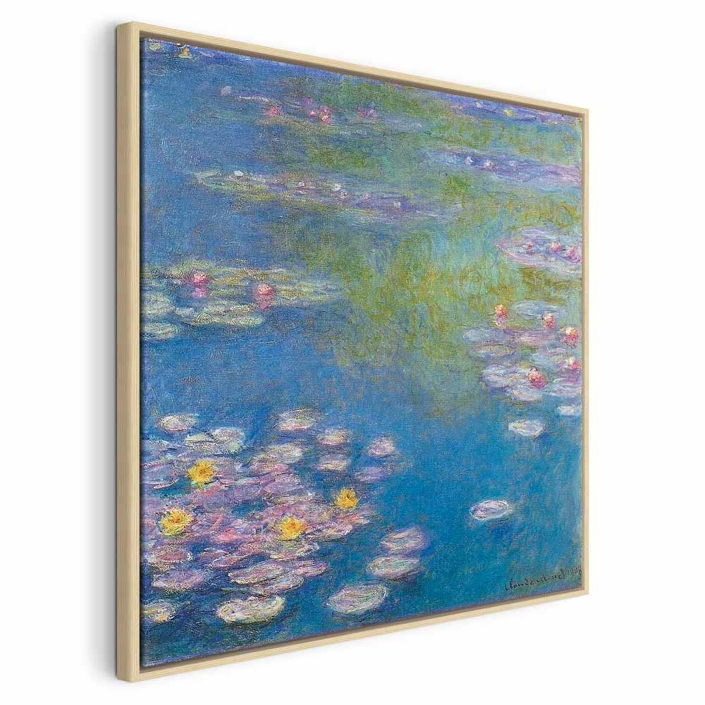 Claude Monet billede på lærred - Åkander i Giverny - 40 x 40 cm - I en naturlig træramme billede