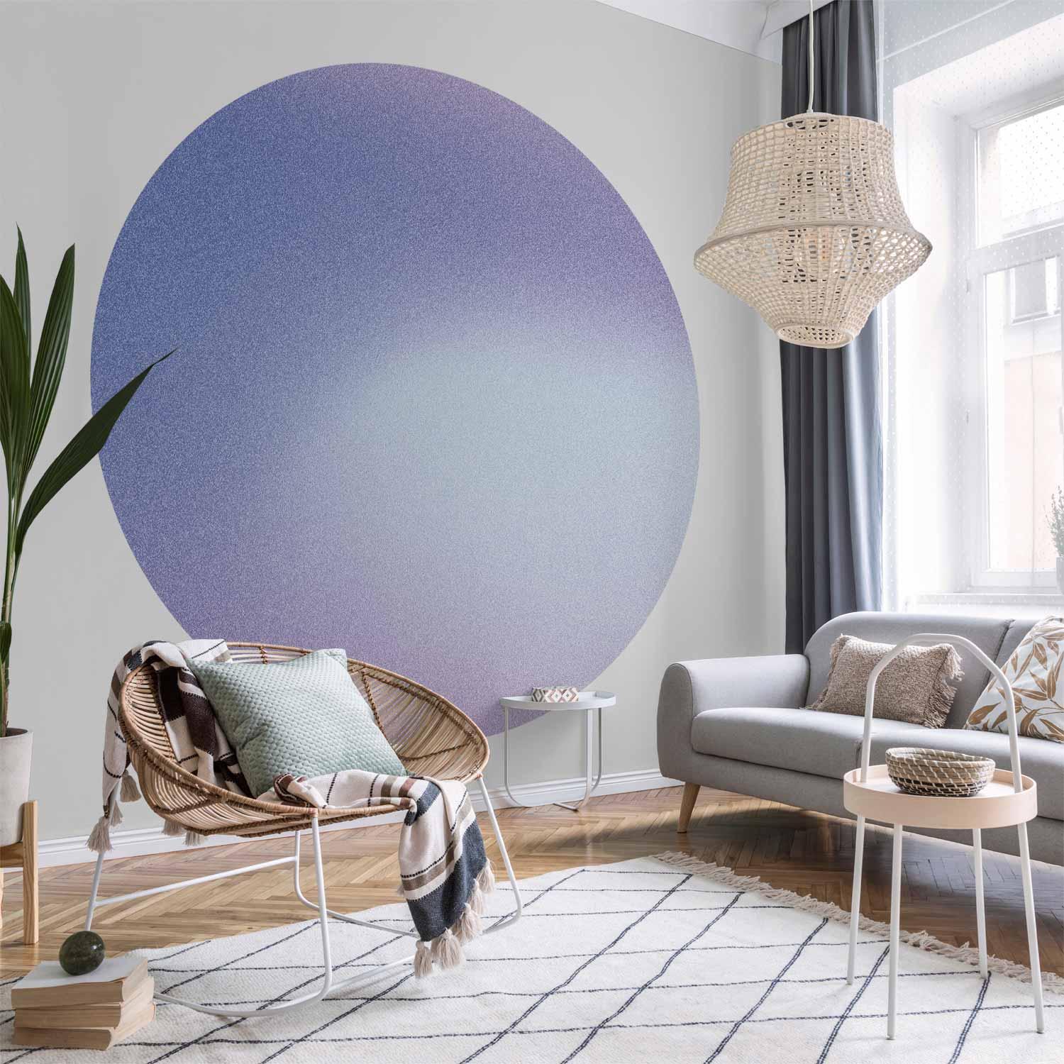Rundt fototapet Heather Mist - delikat farvegradient i lilla nuancer - 140 x 140 cm billede