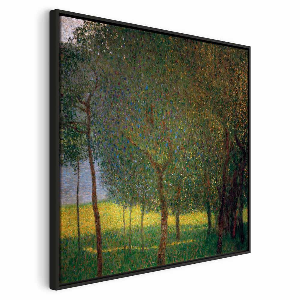 Gustav Klimt Frugttræer ved Attersee - billede på lærred - 80 x 80 cm - I en sort træramme billede