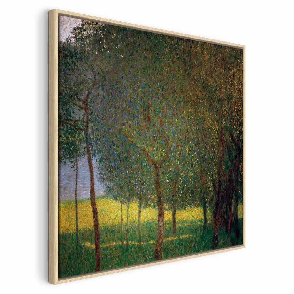 Gustav Klimt Frugttræer ved Attersee - billede på lærred - 80 x 80 cm - I en naturlig træramme billede