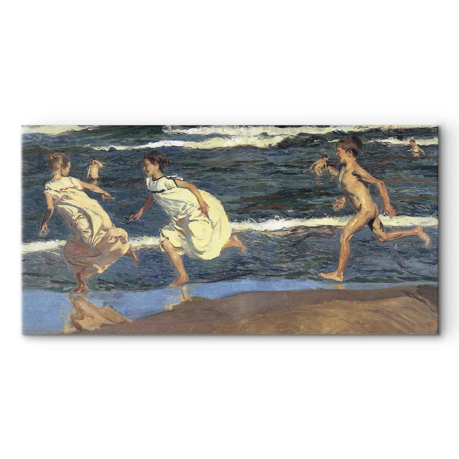 Joaquín Sorolla y Bastida lærredsbillede - Løb langs stranden - 120 x 60 cm - Premium Print billede