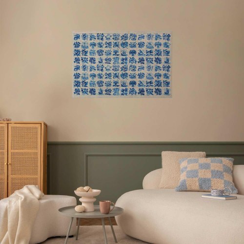 Plakat med portugisiske azulejos-fliser - blå vægdekoration