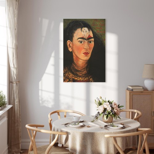 Frida Kahlo Diego og jeg billede på lærred