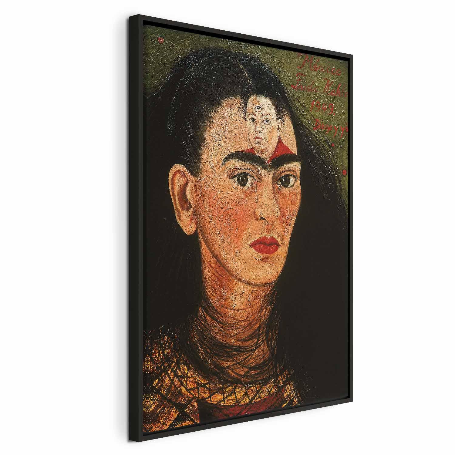 Frida Kahlo Diego og jeg billede på lærred - 40 x 60 cm - I en sort træramme billede