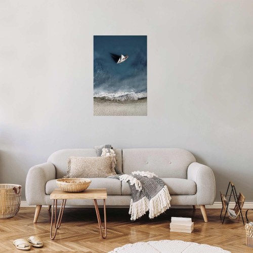 Plakat med yacht på havet