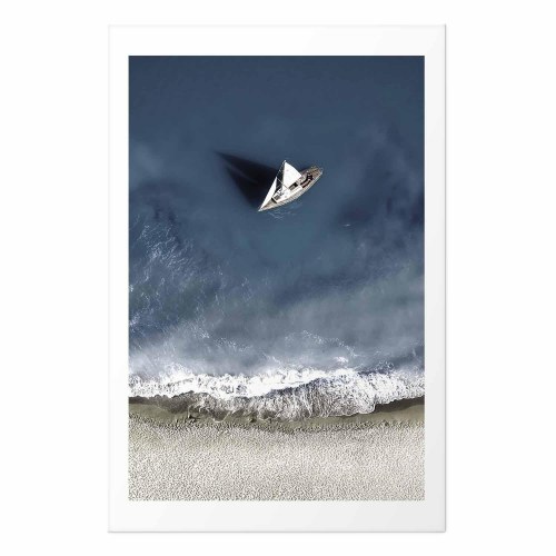 Plakat med yacht på havet