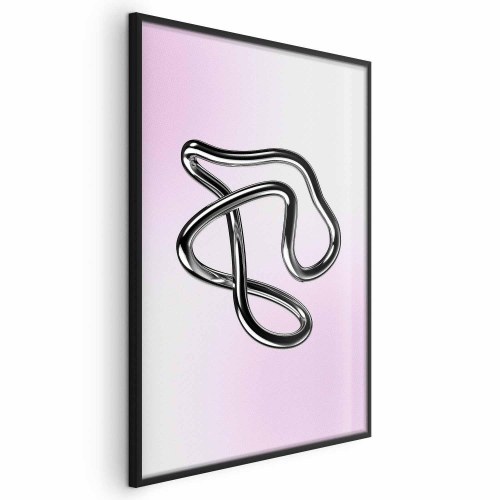 Abstrakt plakat Silver Intricacies med flydende metallisk figur på gradientbaggrund
