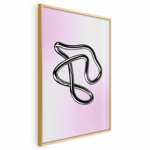 Abstrakt plakat Silver Intricacies med flydende metallisk figur på gradientbaggrund