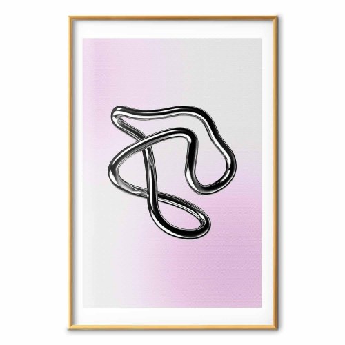 Abstrakt plakat Silver Intricacies med flydende metallisk figur på gradientbaggrund