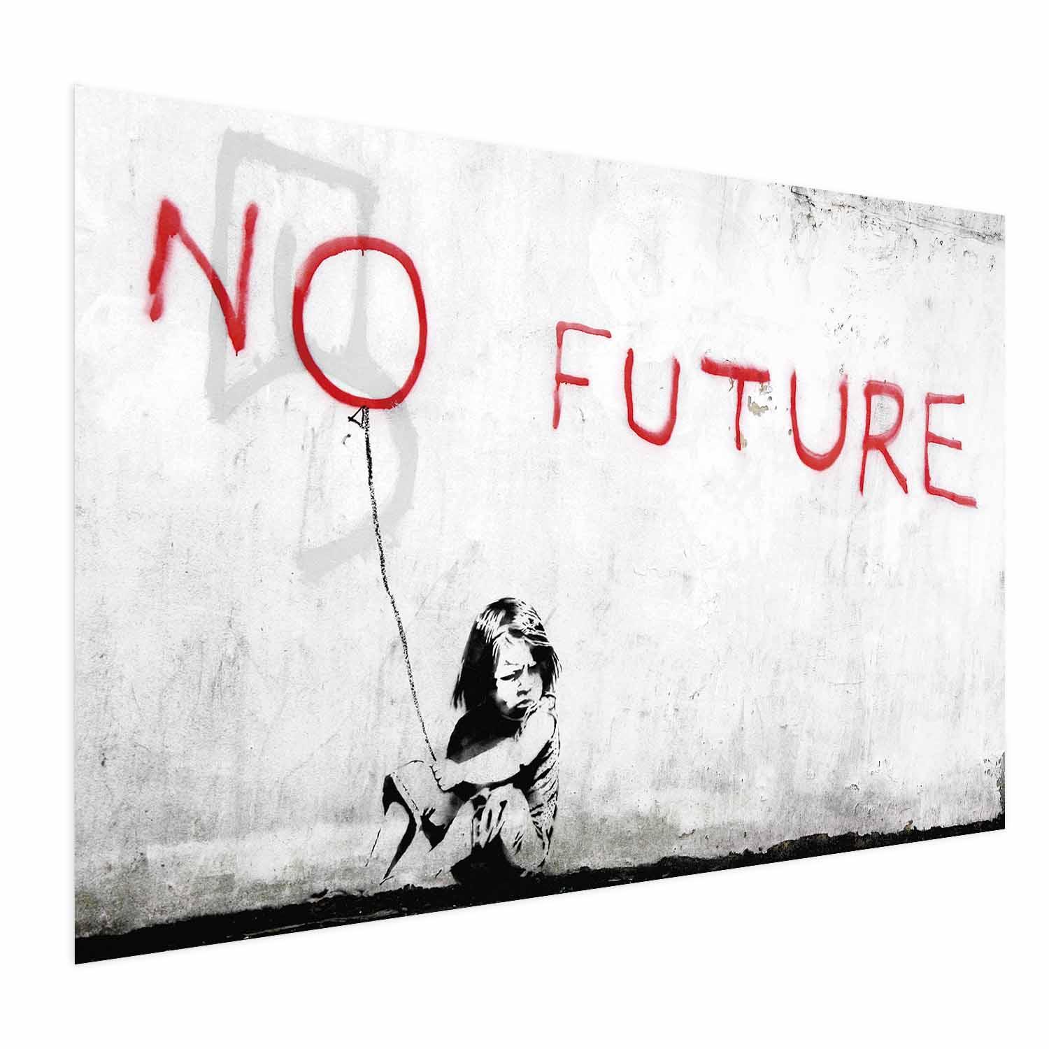 Plakat No Future - gadekunstplakat med graffiti-motiv og pige - 60 x 40 cm - Uden ramme