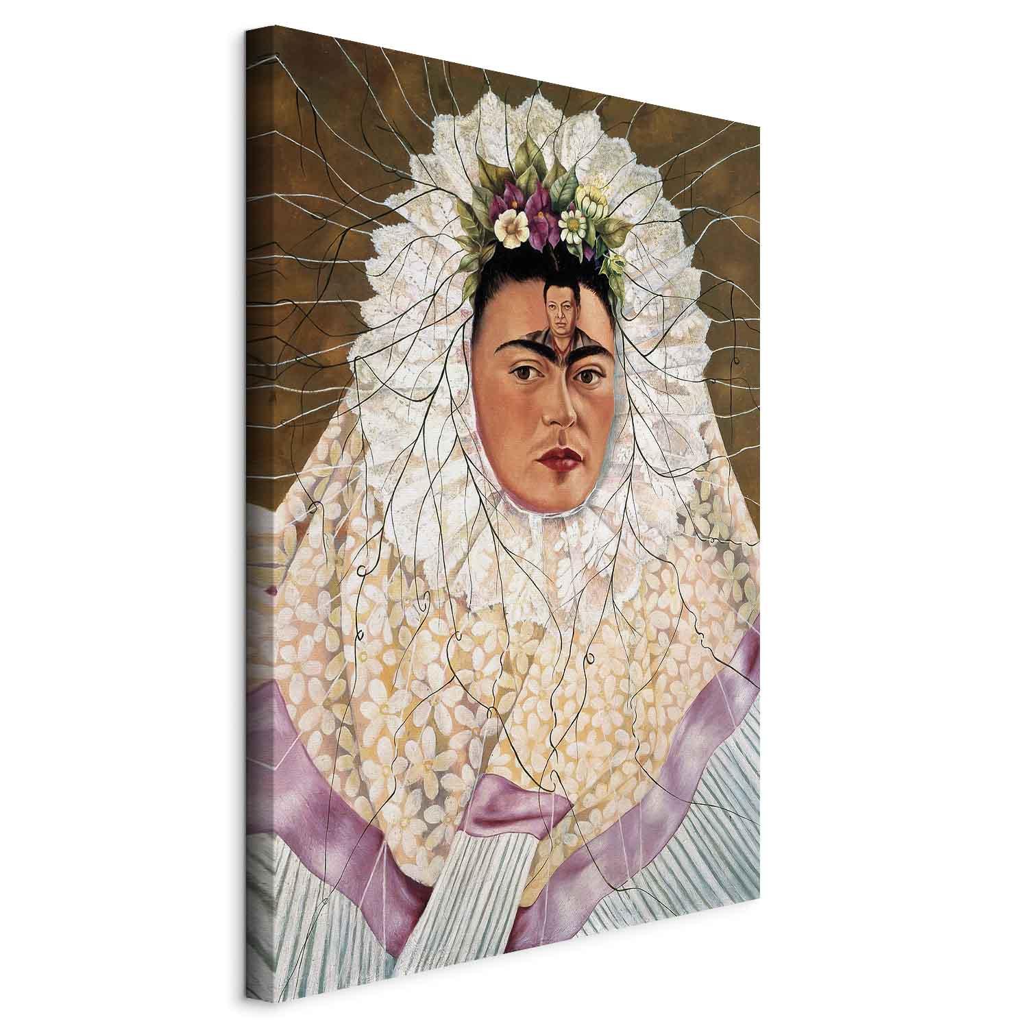 Lærredsbillede - Frida Kahlo - Selvportræt som tehuana - Diego i mine tanker - 60 x 90 cm - Standard