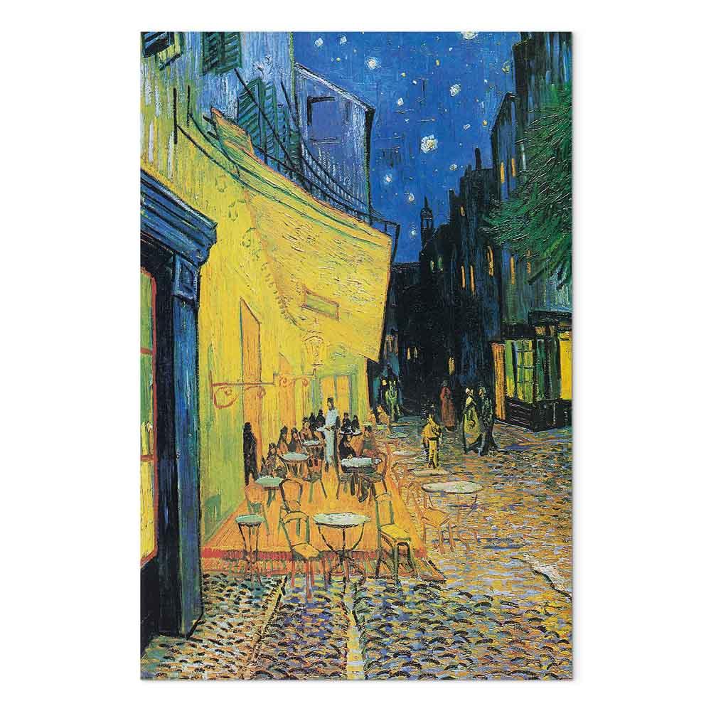 Billede på lærred med Vincent van Gogh-motivet Caféterrasse om natten - vægdekoration reproduktion - 80 x 120 cm - Akustisk