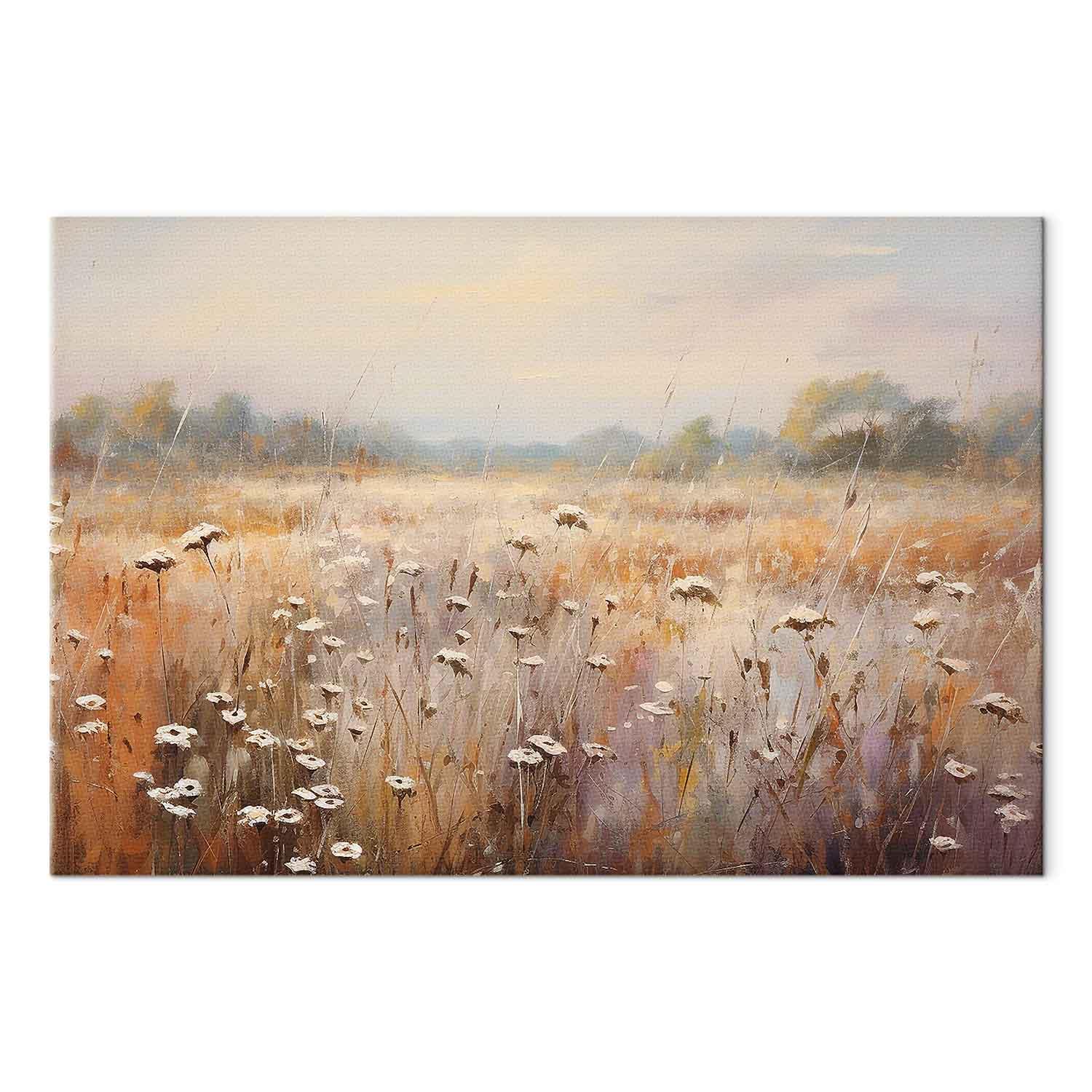 Billede på lærred - impressionistisk englandskab i pastelfarver, vægdekoration med landskabsmotiv - 120 x 80 cm - Akustisk