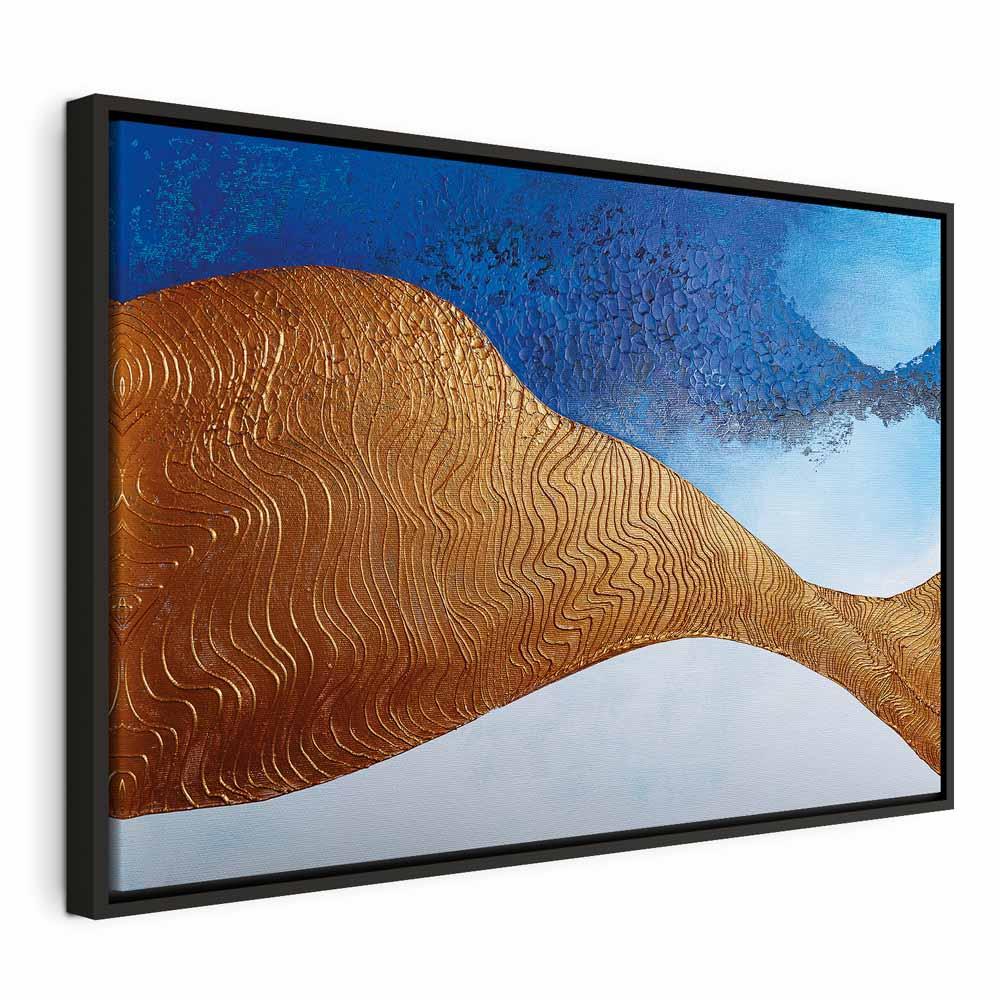 Abstrakt lærredsbillede Indigo Ridge 1 del bredformat - 90 x 60 cm - I en sort træramme billede