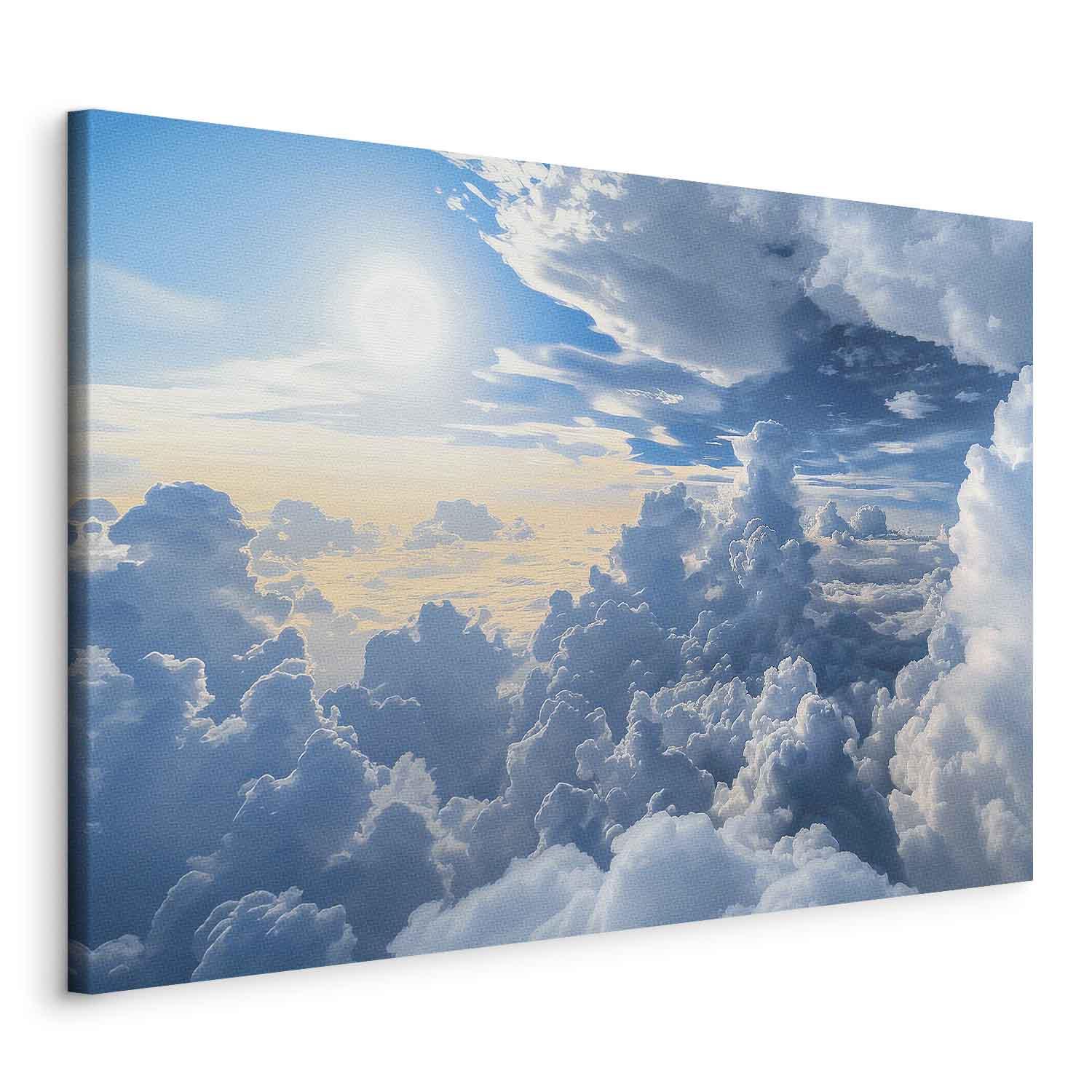 Lærredsbillede Symphony of Light - sol og skyer på himlen - 30 x 20 cm - På italiensk lærred billede