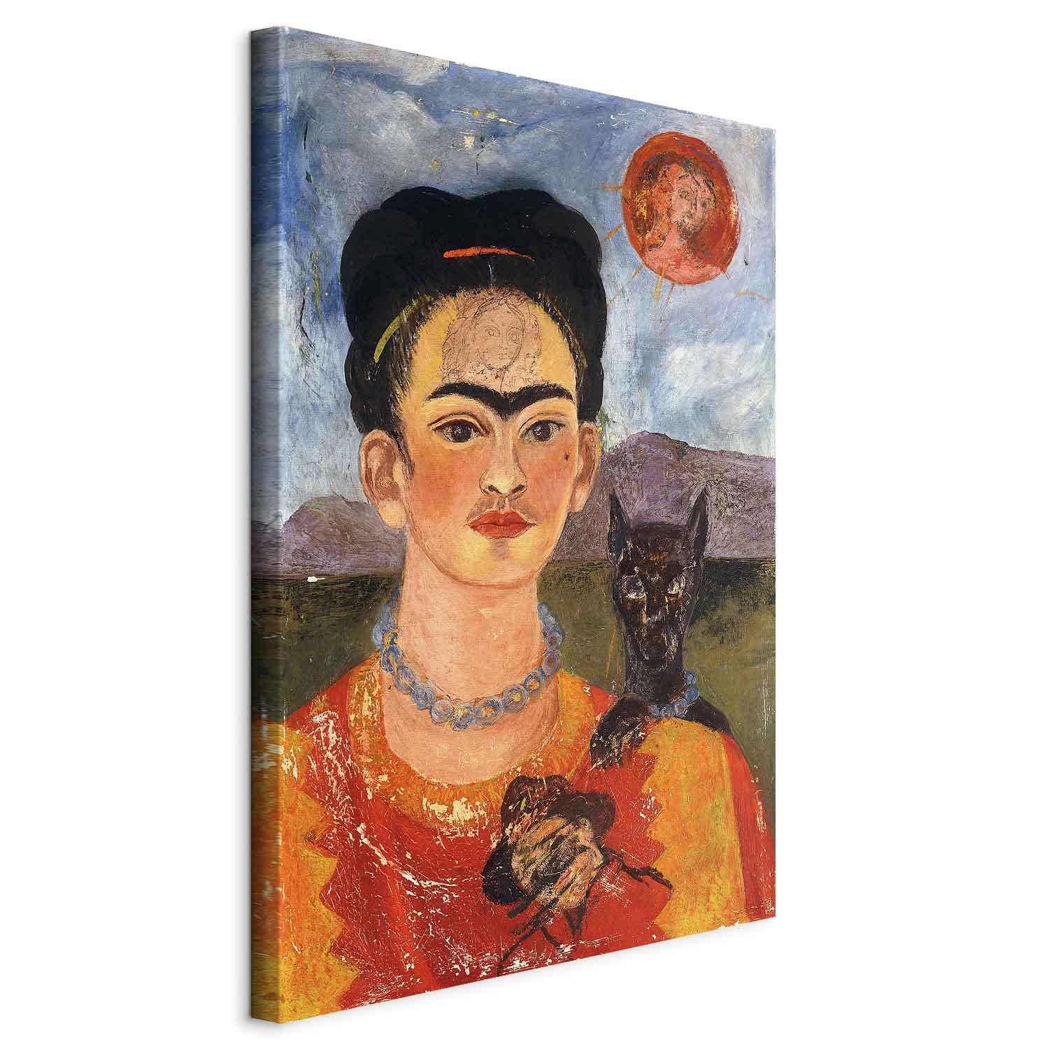 Frida Kahlo lærredsbillede - Selvportræt med Diego på mit bryst
