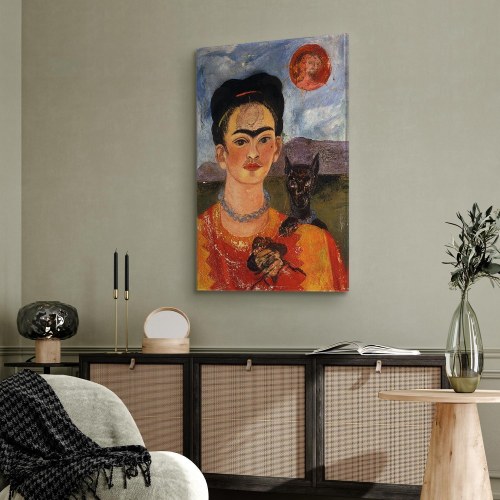 Frida Kahlo lærredsbillede - Selvportræt med Diego på mit bryst