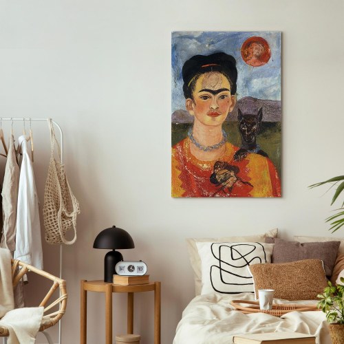 Frida Kahlo lærredsbillede - Selvportræt med Diego på mit bryst