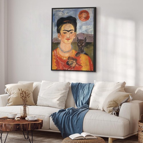 Frida Kahlo lærredsbillede - Selvportræt med Diego på mit bryst