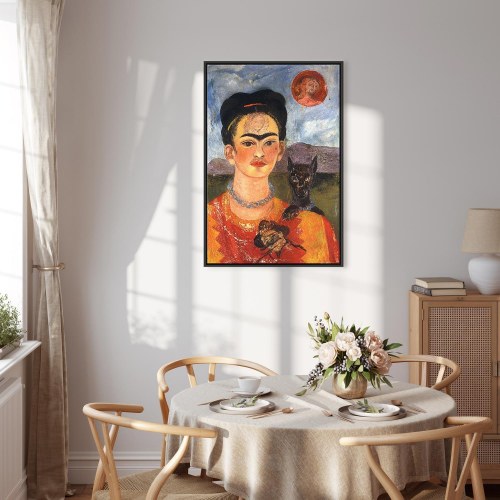 Frida Kahlo lærredsbillede - Selvportræt med Diego på mit bryst