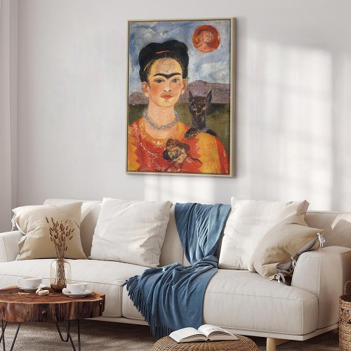 Frida Kahlo lærredsbillede - Selvportræt med Diego på mit bryst