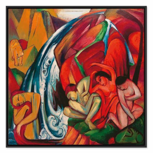 Franz Marc Vandfaldet lærredsbillede reproduktion
