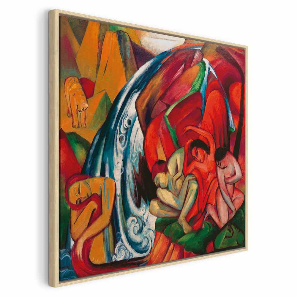 Franz Marc - The Waterfall lærredsbillede med motivet Women under a Waterfall - 80 x 80 cm - I en naturlig træramme