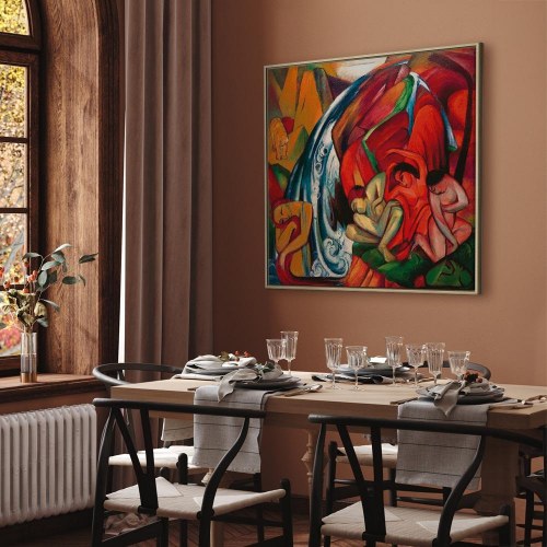 Franz Marc Vandfaldet lærredsbillede reproduktion
