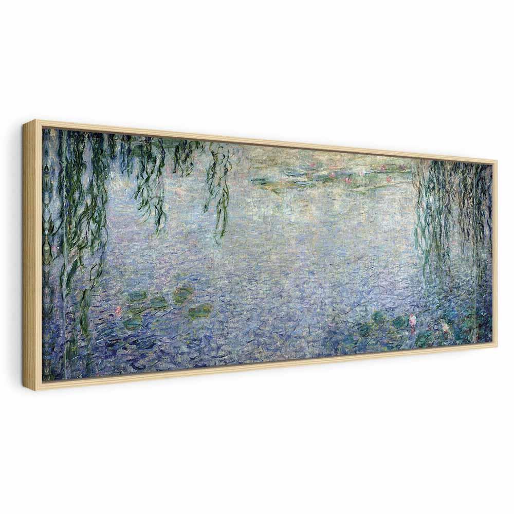 Claude Monet Åkander - Klar morgen med piletræer lærredsbillede 100 x 40 cm - 100 x 40 cm - I en naturlig træramme billede