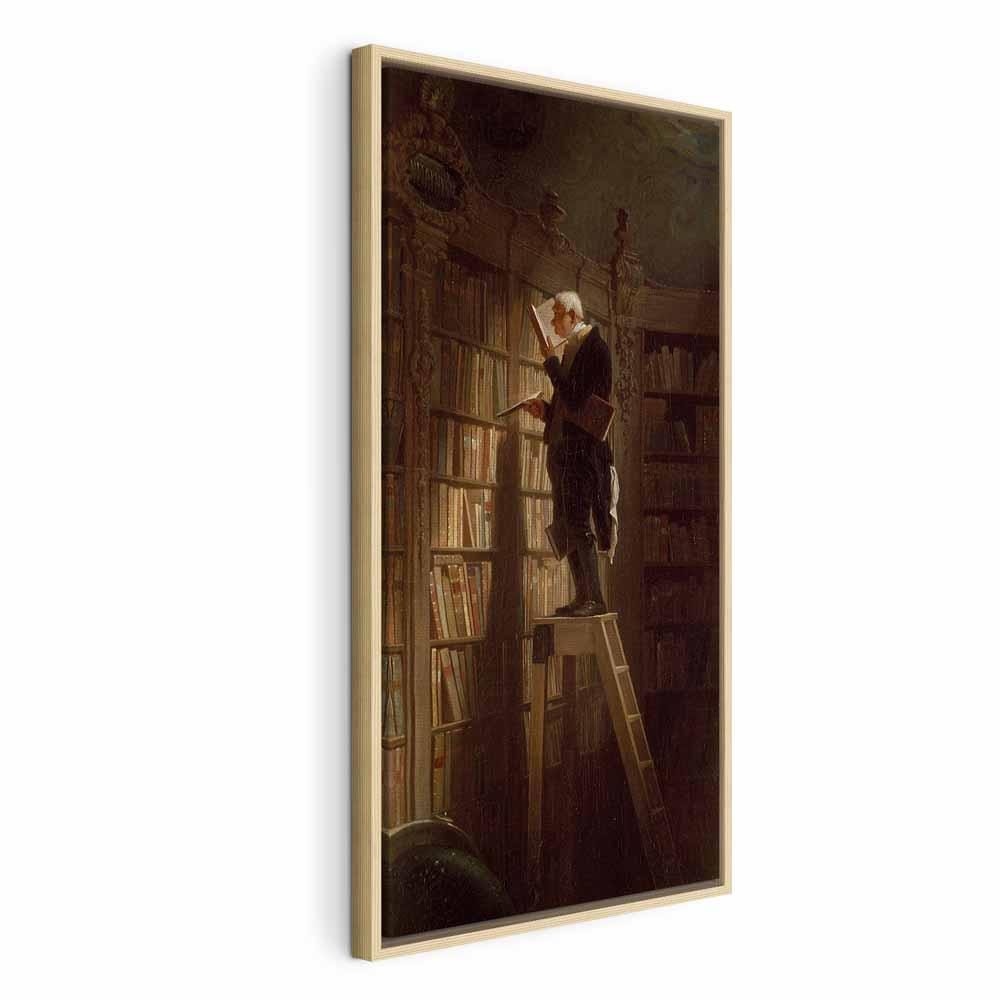 Lærredsbillede Carl Spitzweg - Bogormen, reproduktion i flere størrelser og varianter - 40 x 80 cm - I en naturlig træramme