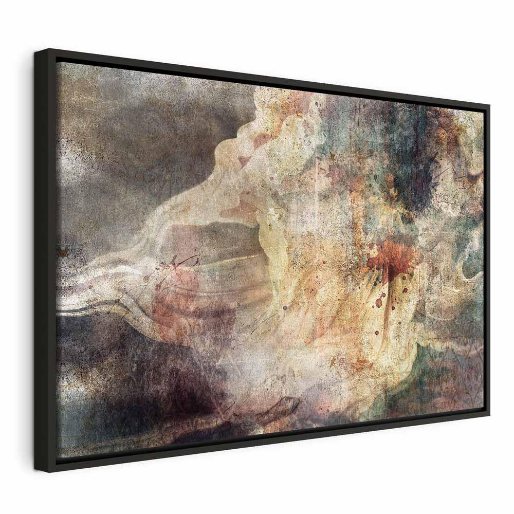Abstrakt billede på lærred - Vild dans i tågen, bredformat - 90 x 60 cm - I en sort træramme billede