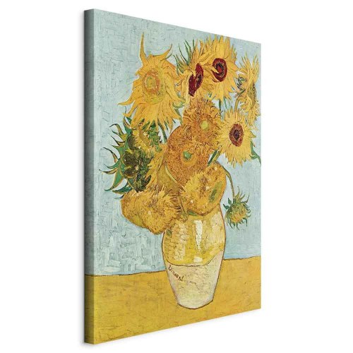 Vincent van Gogh billede på lærred - Stilleben med en vase med tolv solsikker III