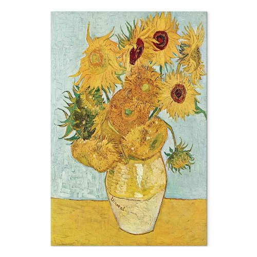 Vincent van Gogh billede på lærred - Stilleben med en vase med tolv solsikker III