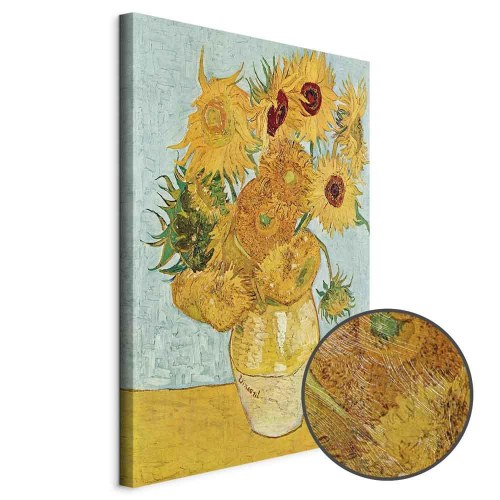 Vincent van Gogh billede på lærred - Stilleben med en vase med tolv solsikker III