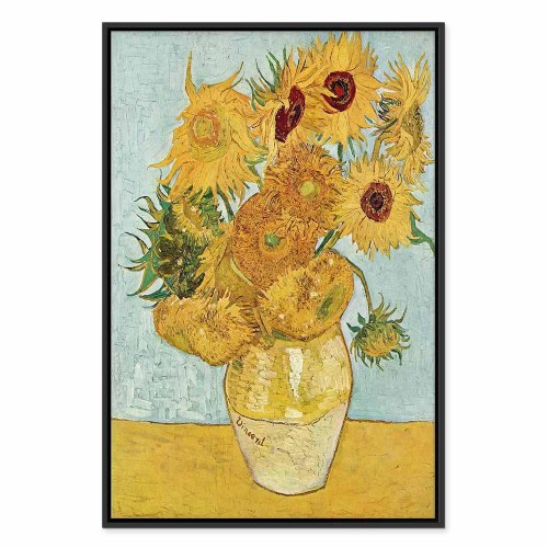 Vincent van Gogh billede på lærred - Stilleben med en vase med tolv solsikker III