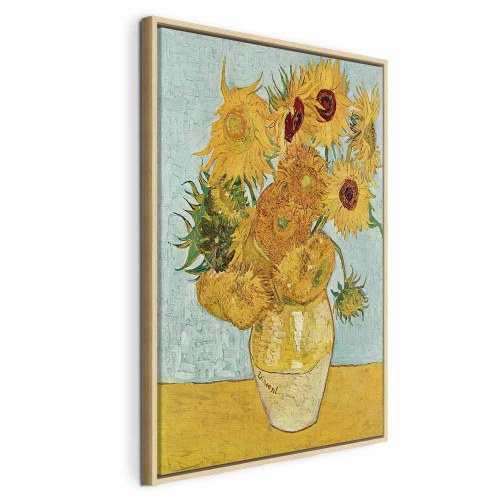 Vincent van Gogh billede på lærred - Stilleben med en vase med tolv solsikker III