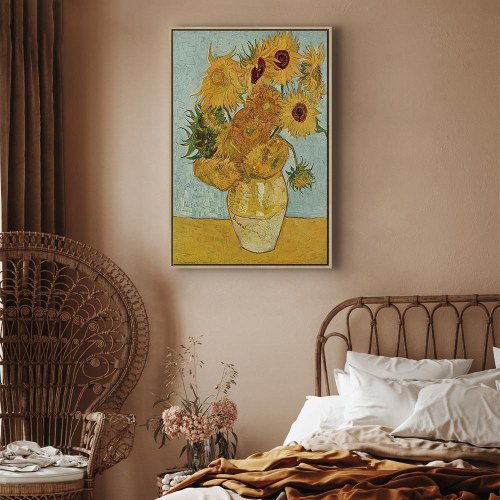 Vincent van Gogh billede på lærred - Stilleben med en vase med tolv solsikker III