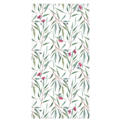 Tapet med pink blomsterknopper og bladmotiv